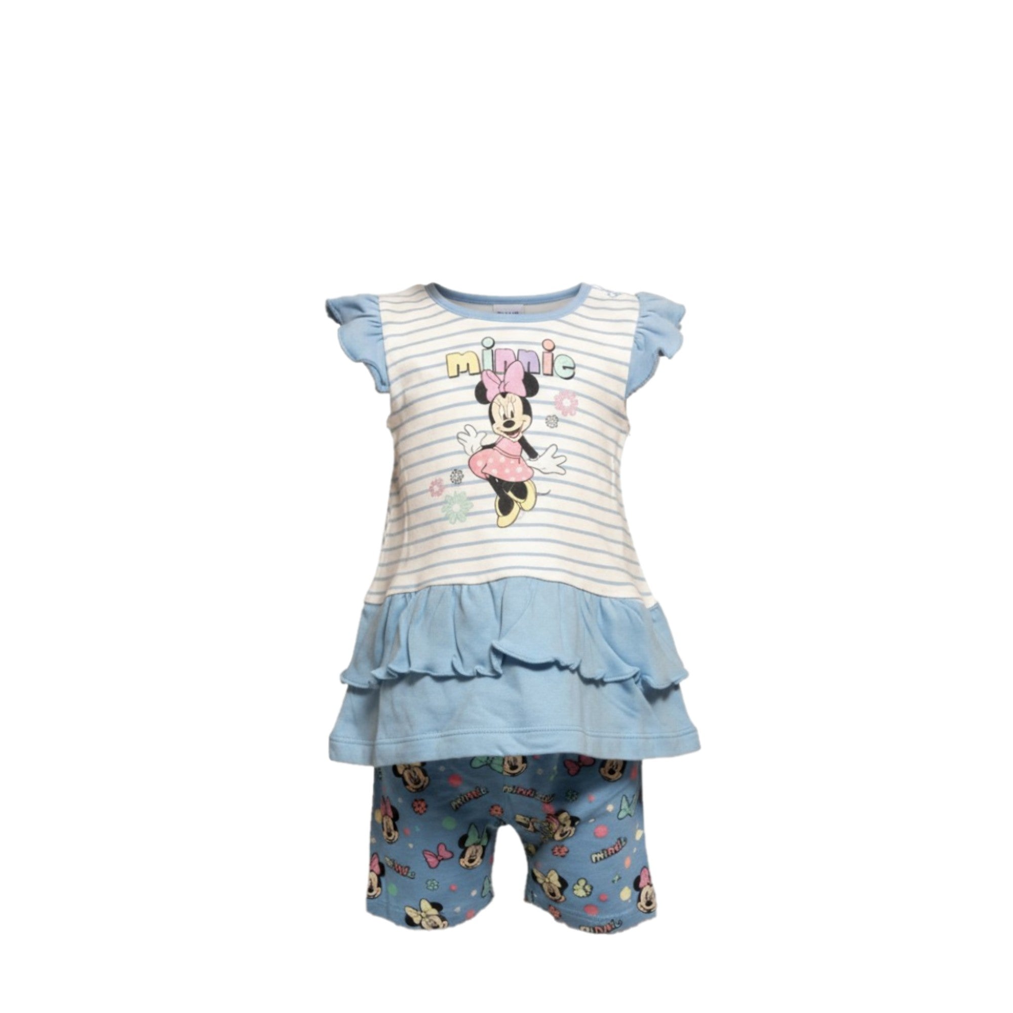 🎀  Ensemble Bébé Fille Minnie – Bleu Doux & Nœud Mignon – 3 à 24 mois ✨🐭