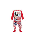 🐭🚩 Pyjama Mickey Rouge – Rayures, douceur & pressions dos • 6 à 24 mois 🔴🍼