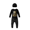 🖤✨ Mini BOSS en Pyjama – Ensemble 3 pièces stylé • Tailles 1-3 ou 3-6 mois 👑💼