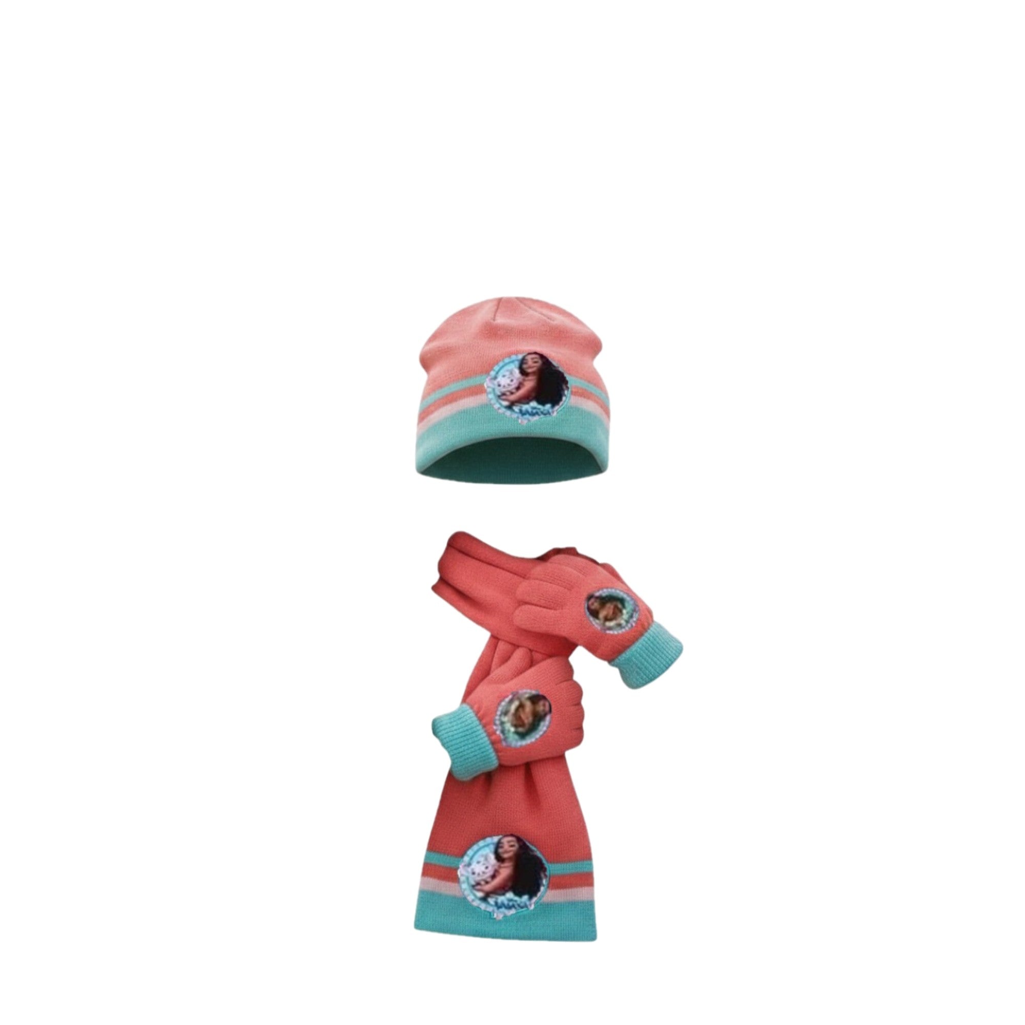 💖 Ensemble Hiver Vaiana - Bonnet Écharpe Gants - Fille - Doux Acrylique - Neuf