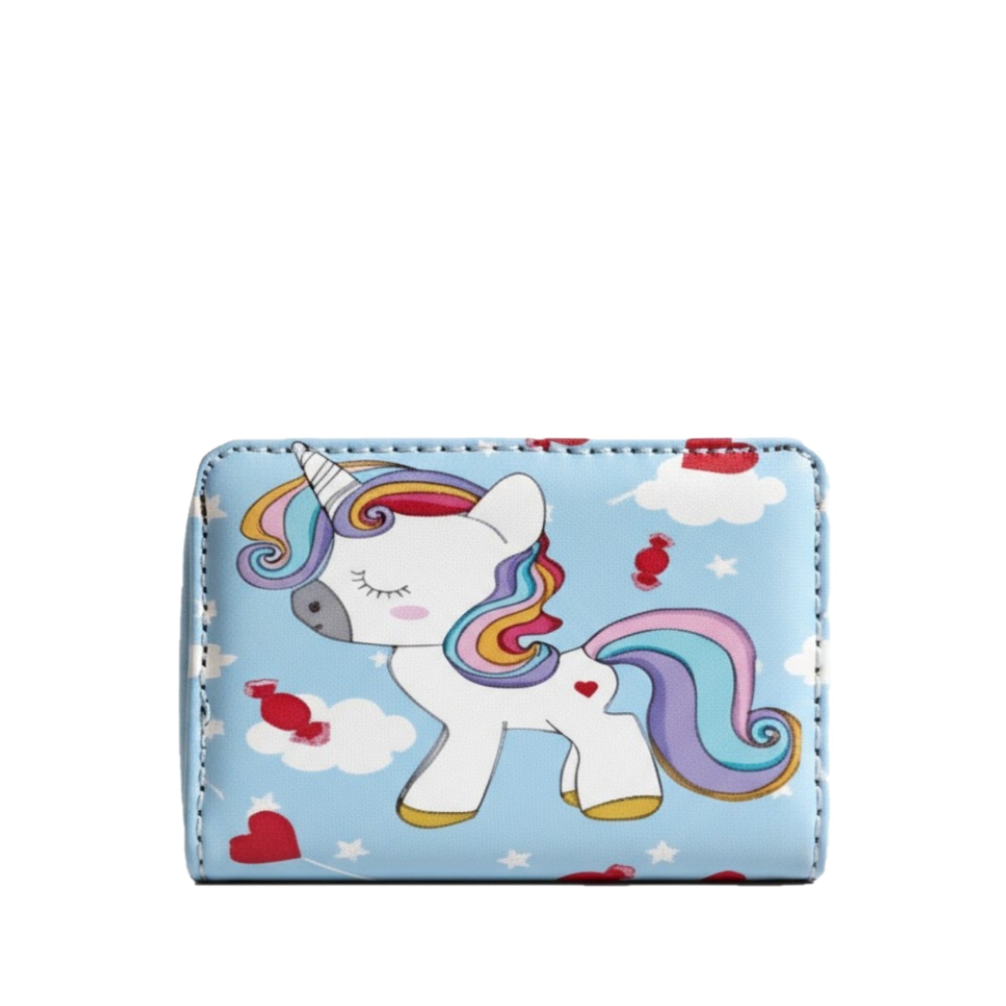Petit portefeuille Licorne , 13 x 9 cm , couleur bleu NEUF sous emballage