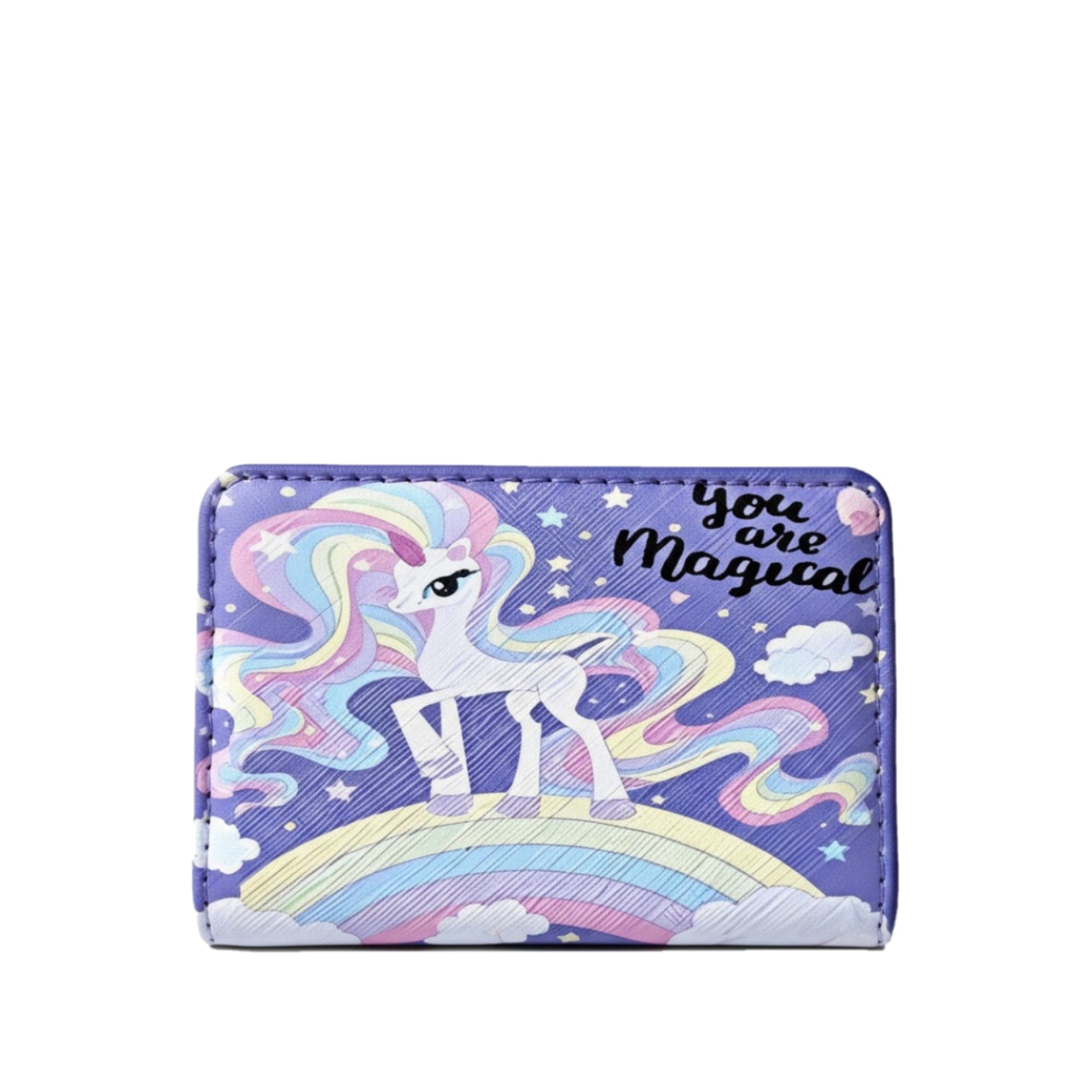 Petit portefeuille Licorne , 13 x 9 cm , couleur violet NEUF sous emballage
