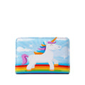 Petit portefeuille Licorne arc en ciel, 13 x 9 cm , couleur bleu  NEUF sous emballage