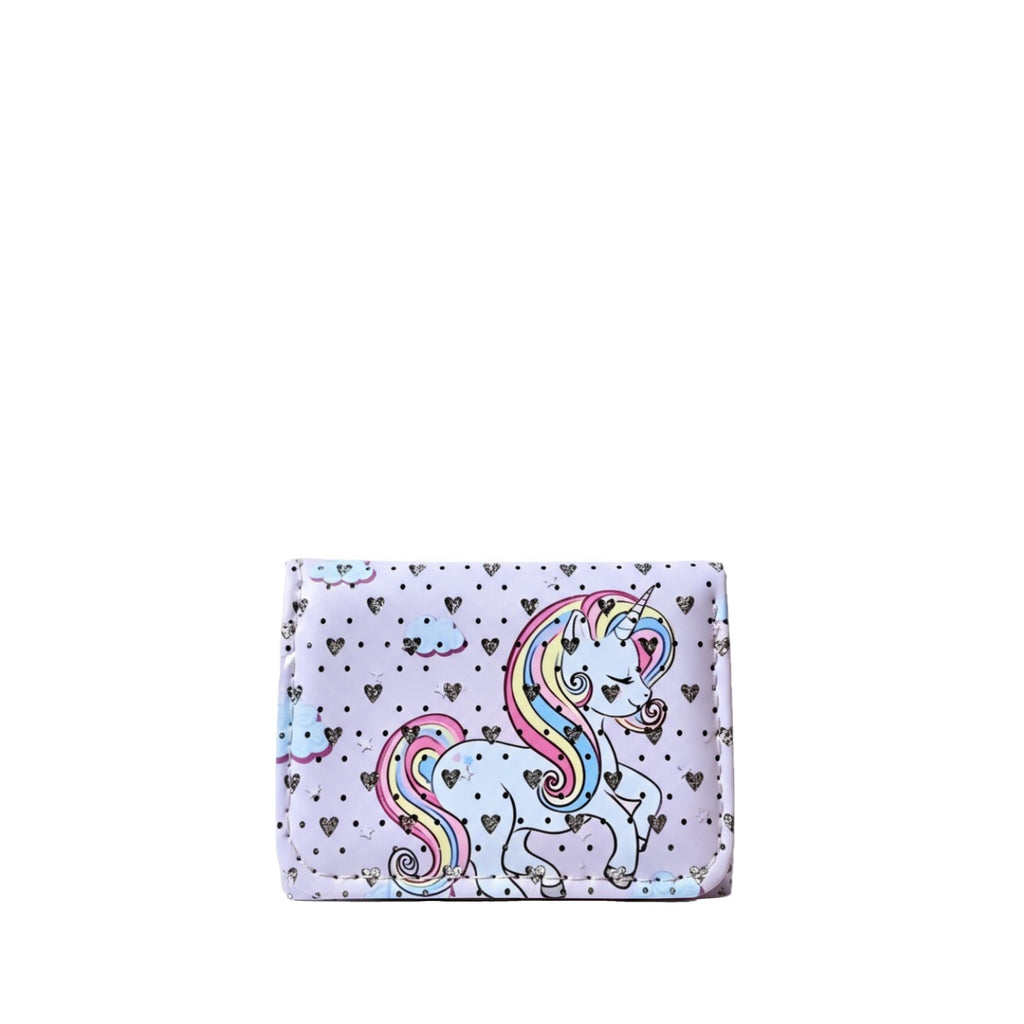 Mini portefeuille Licorne crinière arc en ciel , 7 x 9 cm , couleur rose  NEUF sous emballage