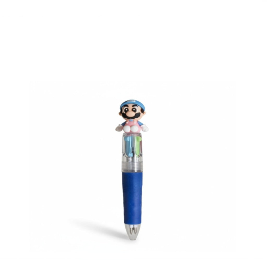 Neuf Mini stylo Mario bros 4 couleurs , bleu , 10 cm