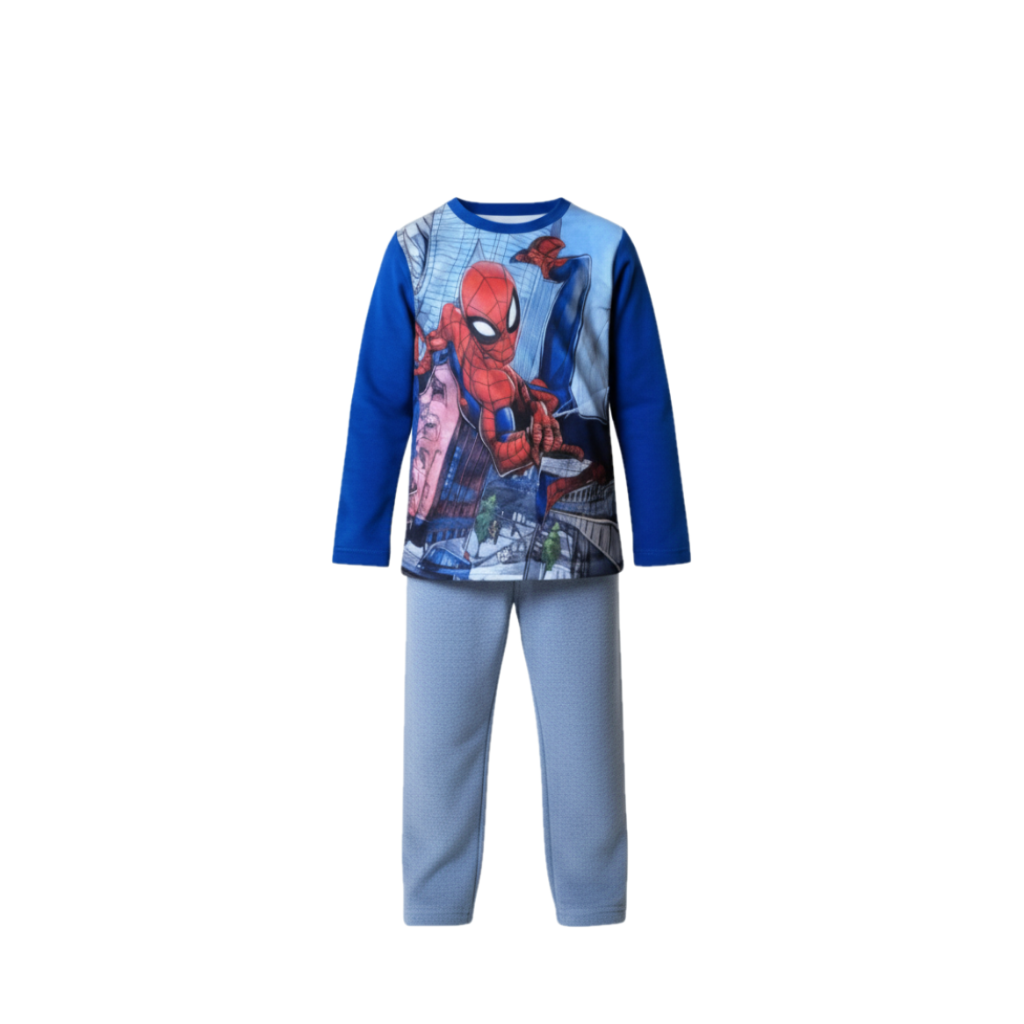 🕸️ Pyjama Polaire Spiderman 🦸‍♂️ Bleu & Gris – 3 à 8 ans – Douce Nuit Héroïque !