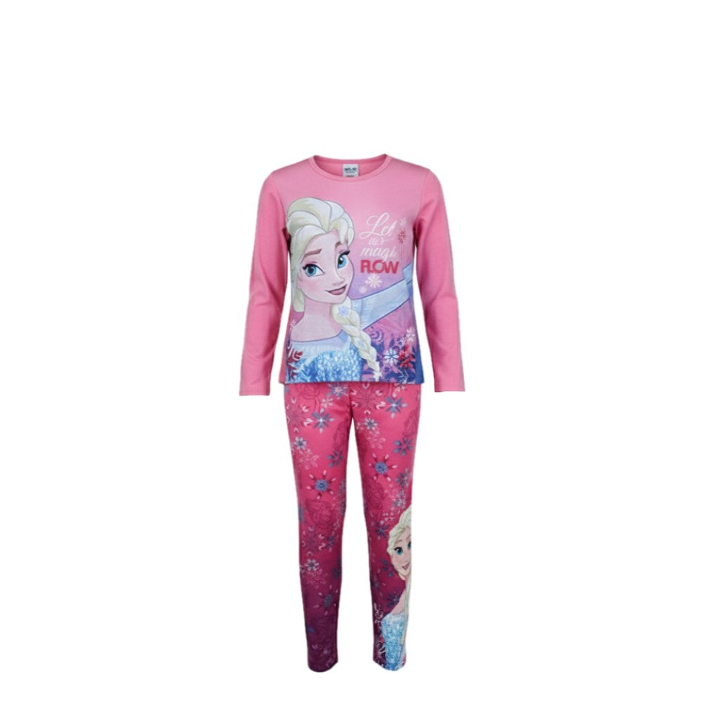 Ensemble fille “La Reine des Neiges – Elsa” – Haut rose manches longues + pantalon assorti  – Tailles 4 à 8 ans – Neuf