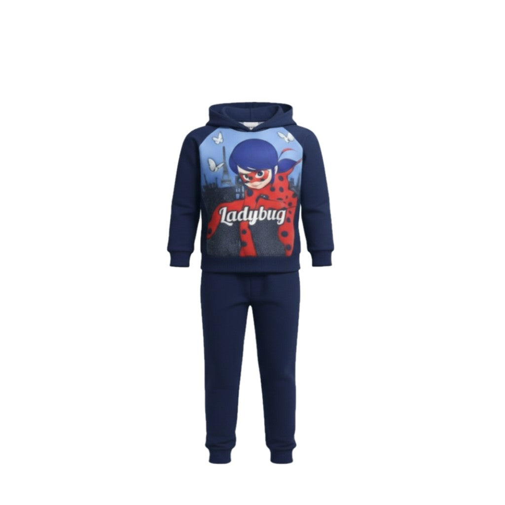 Jogging fille “Ladybug – Miraculous” – Sweat à capuche imprimé + pantalon assorti – Couleurs vives et look héroïne – Tailles 4 à 8 ans – Neuf
