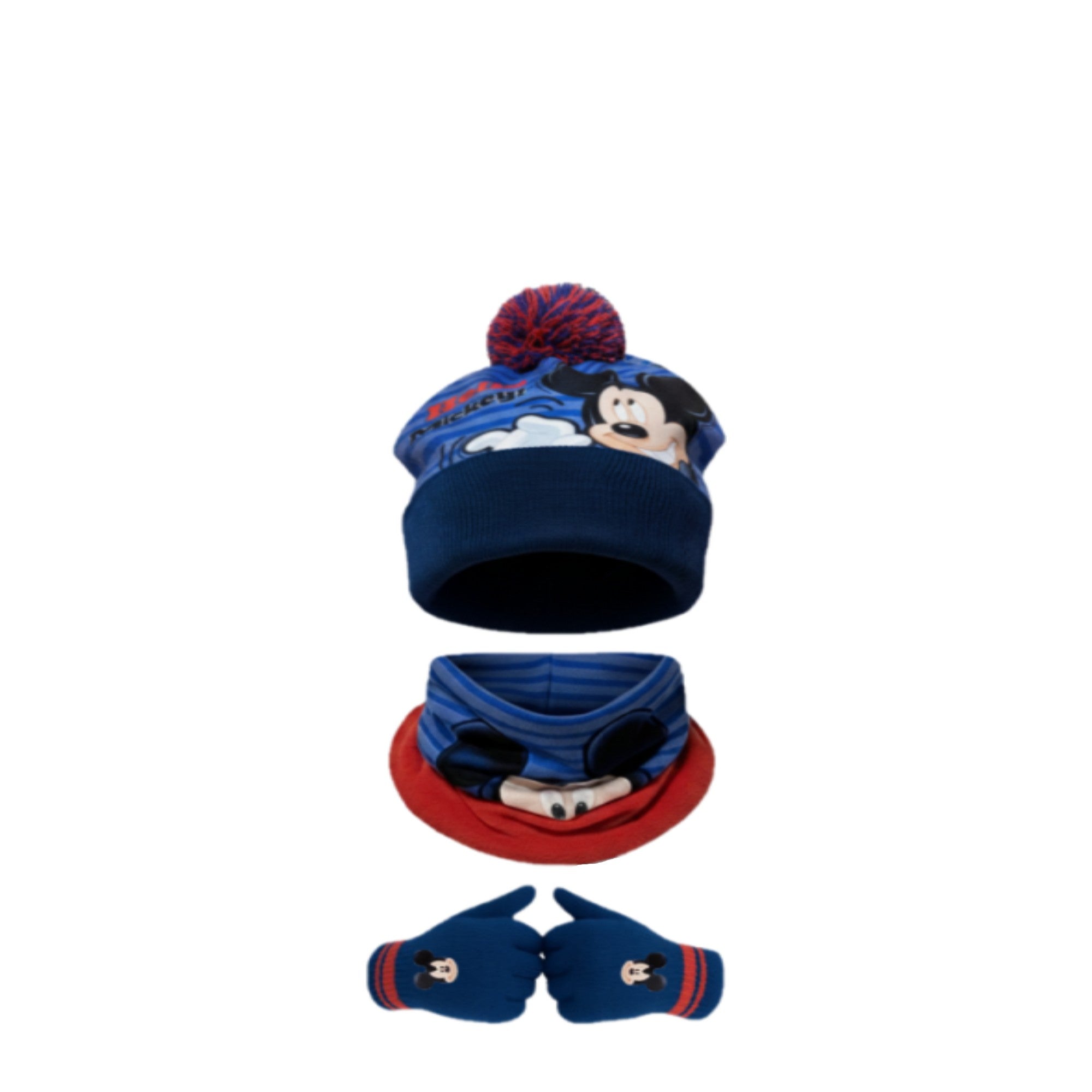 ⭐ Mickey Mouse Ensemble Hiver Garçon - Bonnet Snood Gants T. 3-6 Ans Chaud Neuf