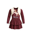 NEUF Robe FILLE manches longues bordeaux – Motif licorne rose – Taille 2 à 12 ans