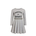 NEUF Robe FILLE grise motif “Princesse en basket” – Taille 4 à 14 ans