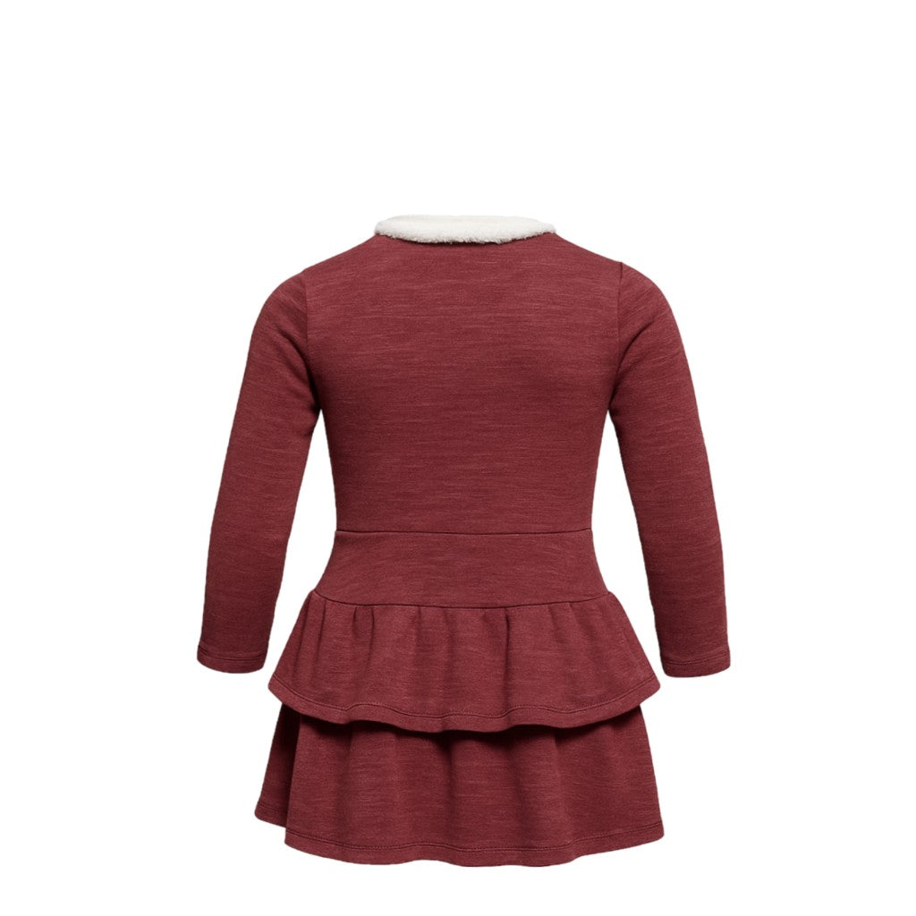 NEUF Robe FILLE manches longues bordeaux – Motif licorne rose – Taille 2 à 12 ans