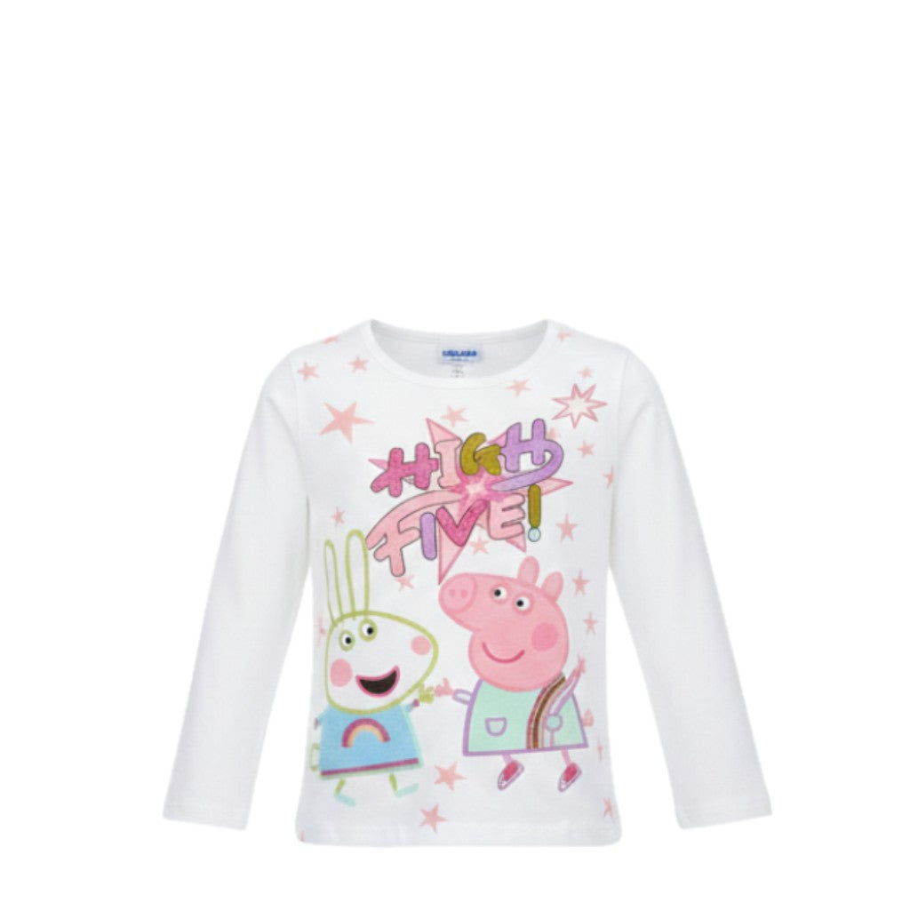 NEUF T-shirt FILLE blanc motif Peppa Pig – 100% coton – Taille 3 à 6 ans