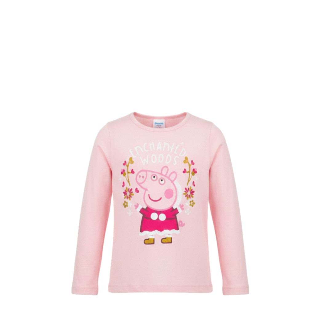 NEUF T-shirt FILLE manches longues motif Peppa Pig festif – Taille 3 à 8 ans