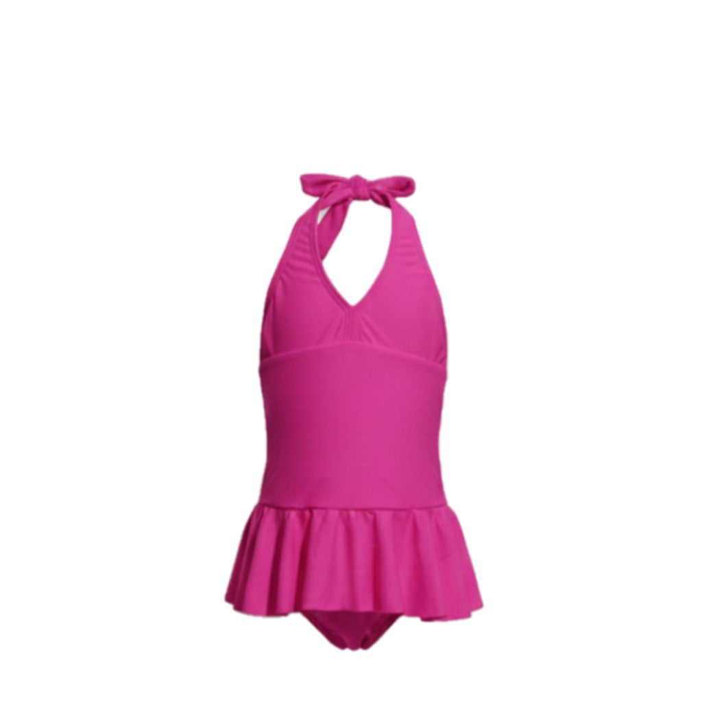 Maillot de Bain 1 Pièce Fille – Rose Fuchsia à Volants & Jupette – 5 à 10 ans – Neuf