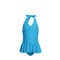Maillot de Bain 1 Pièce Fille – Bleu Azur avec Jupette & Nœud – 5 à 10 ans – Neuf