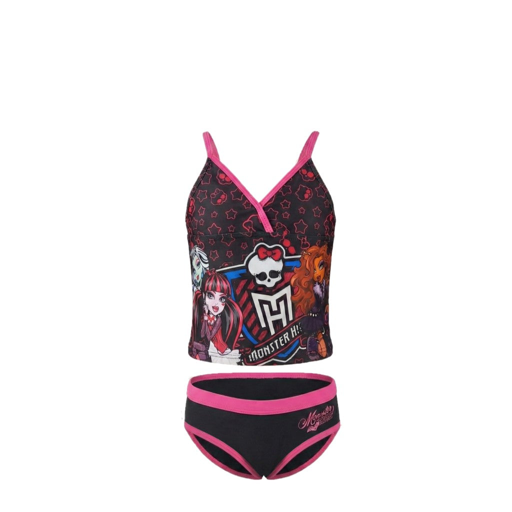 Maillot de Bain 2 Pièces Fille Monster High – Débardeur Noir & Culotte Fuchsia – 6 à 12 ans – Neuf