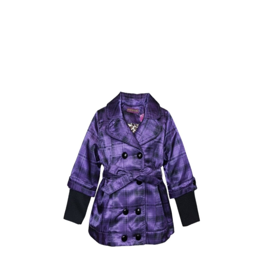 NEUF Manteau FILLE violet à carreaux – Taille 4 à 12 ans