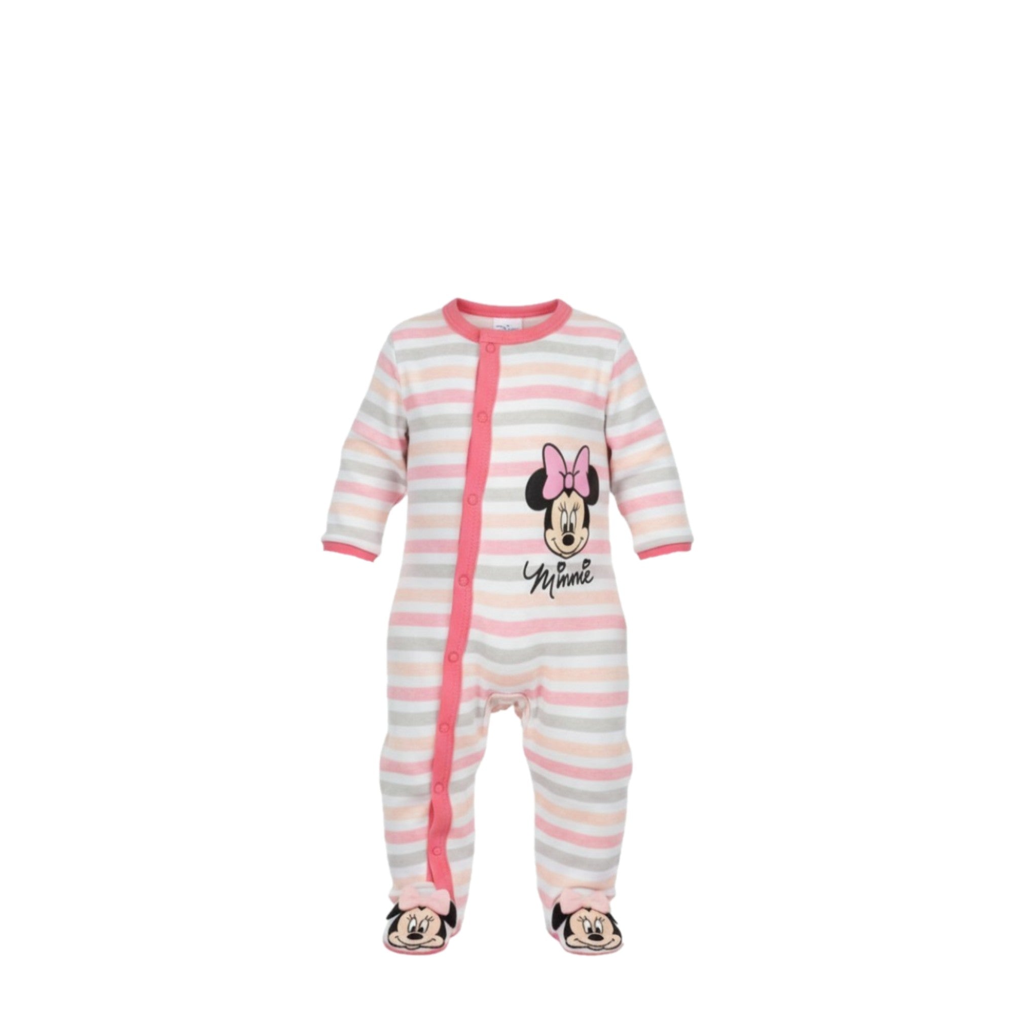 🌈🎀 Pyjama Minnie Rayé Bébé Fille – Rose Pastel Tout Doux (6 à 24 mois)