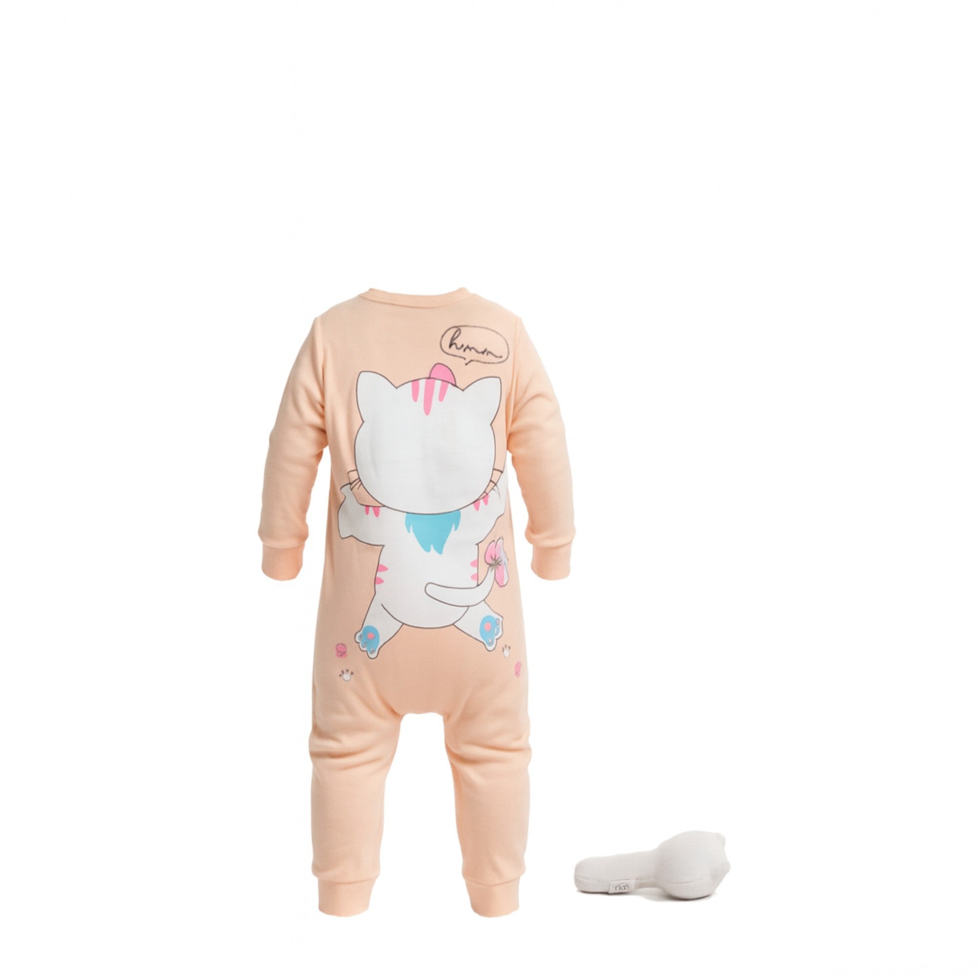 🌸🐱 Pyjama Bébé Fille + Peluche Chat – Rose Clair 100% coton (3 à 9 mois)