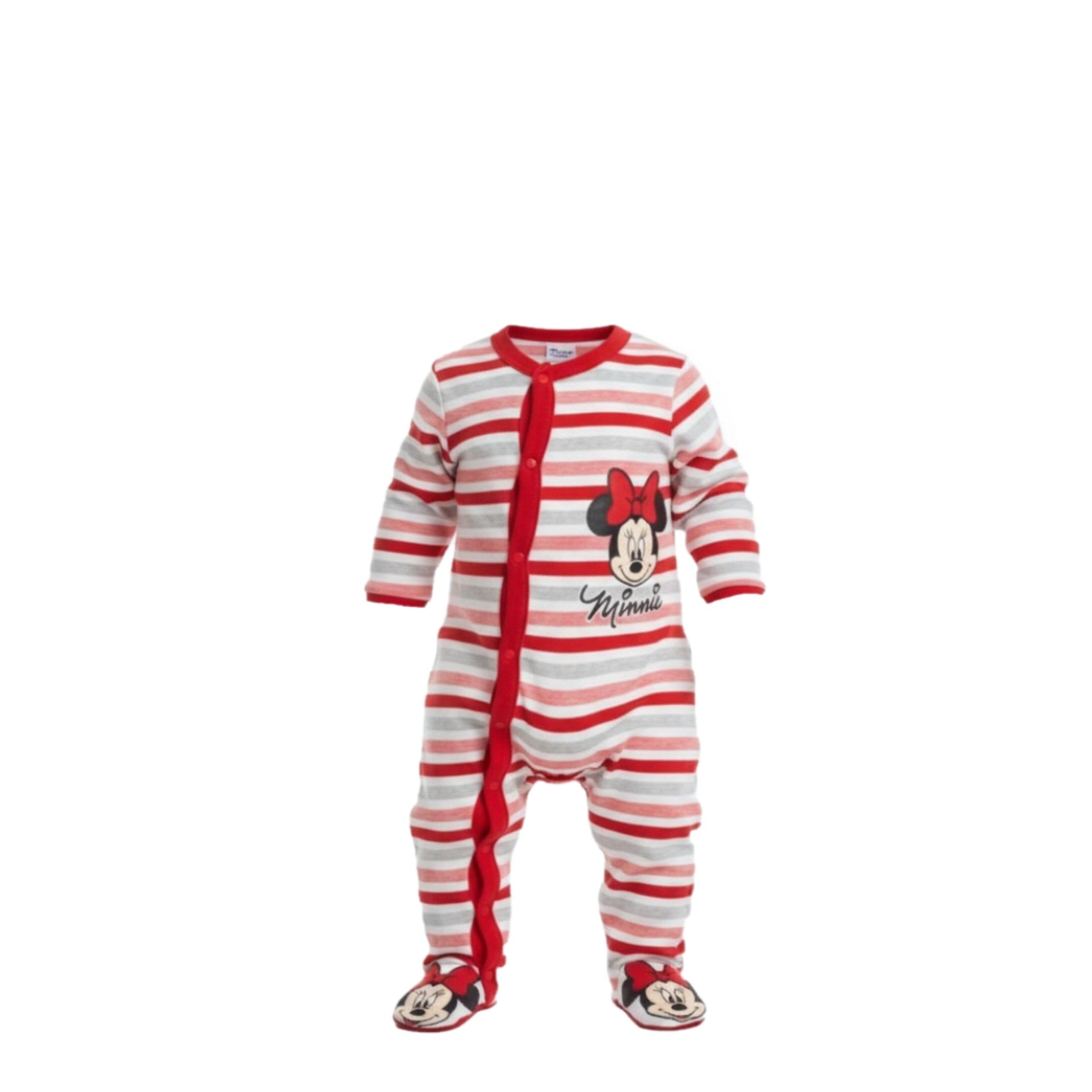 🎈👶 Pyjama Minnie Rayé Rouge Bébé Fille – Confort & Bonne Humeur (6 à 24 mois)