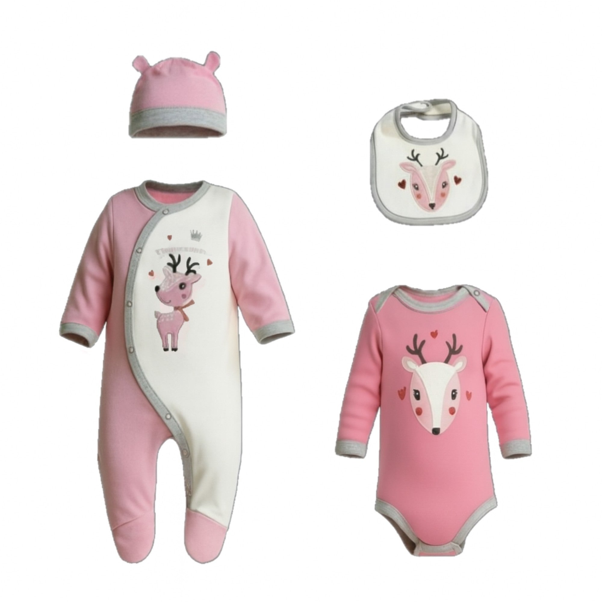 🎀 Coffret Bébé Fille 4 pièces – Tom Kids (0 à 12 mois)