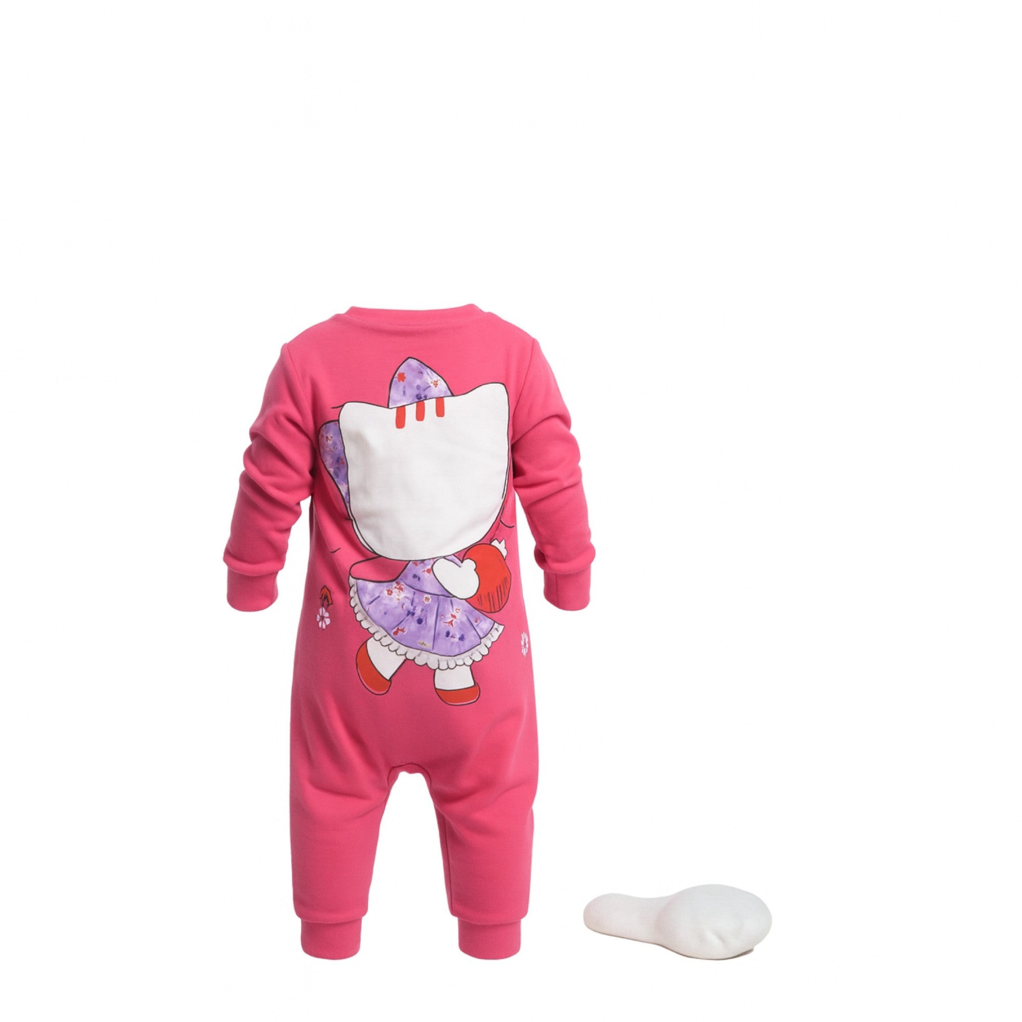 💖🐱 Pyjama Bébé Fille Rose + Peluche Chat – 100% coton (3 à 9 mois)
