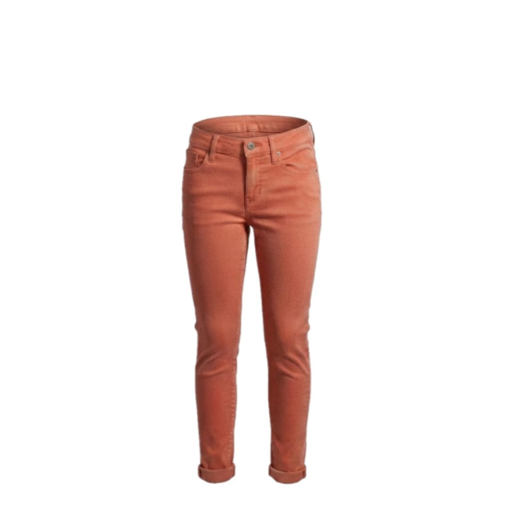 Jean fille slim corail – Ourlets retroussés – Coupe moderne confortable – Tailles 4 à 12 ans – Neuf