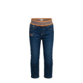Jean fille stretch bleu – Ceinture élastique rayée orange – Coupe confortable – 18 mois à 8 ans – Neuf