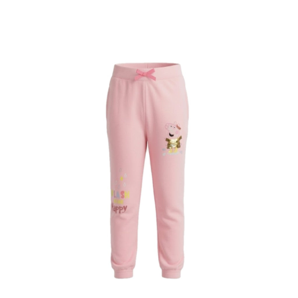Pantalon de jogging fille rose – Motifs Peppa Pig & éclaboussures – Matière douce et souple – Tailles 3 à 8 ans – Neuf
