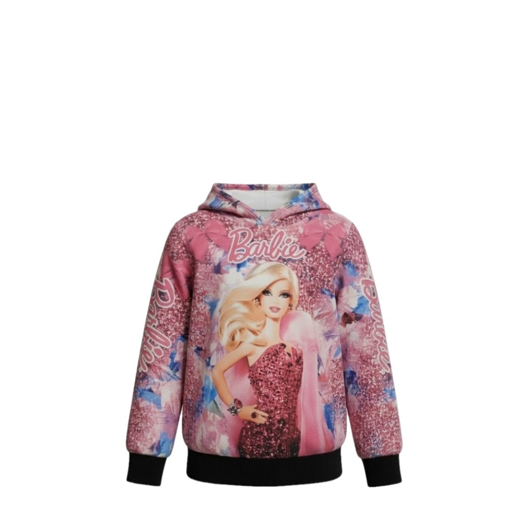 NEUF Sweat à capuche FILLE BARBIE rose – Taille 4 à 16 ans