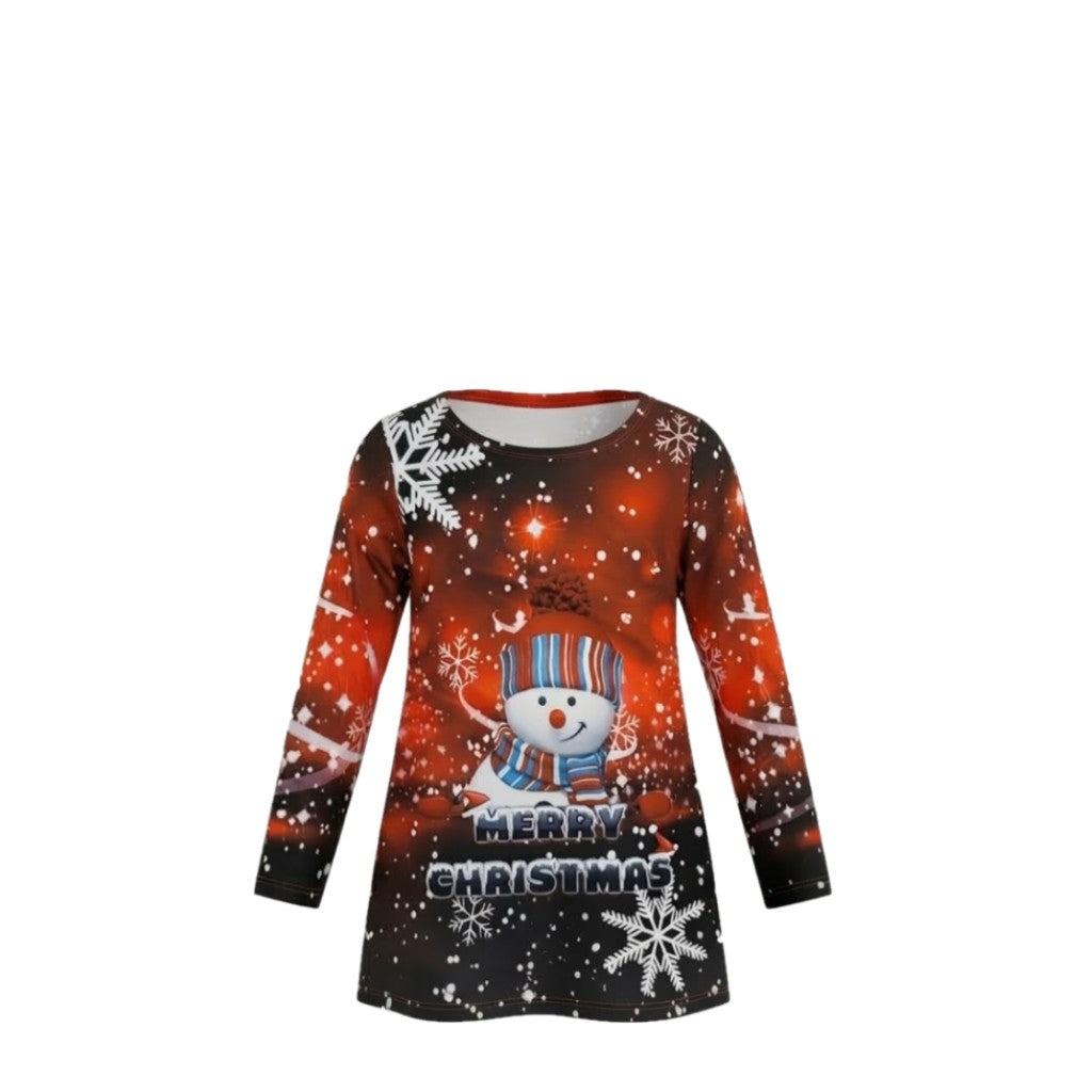 NEUF Tunique FILLE Noël rouge motif bonhomme de neige – Taille 2 à 12 ans