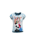 T-shirt Enfant Panda Spring Bleu & Blanc Tie-Dye – Impression Sublimée Full Print – Coupe High-Low – 2 à 12 ans – Neuf