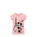 T-shirt Fille Rose Pastel Minnie Mouse à Paris – Manches Courtes – 3 à 8 ans – Neuf