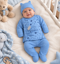 Ensemble Bébé Garçon Little Prince – 3 Pièces Haut Manchettes & Pantalon Pieds & Bonnet – Naissance à 3 mois – Neuf
