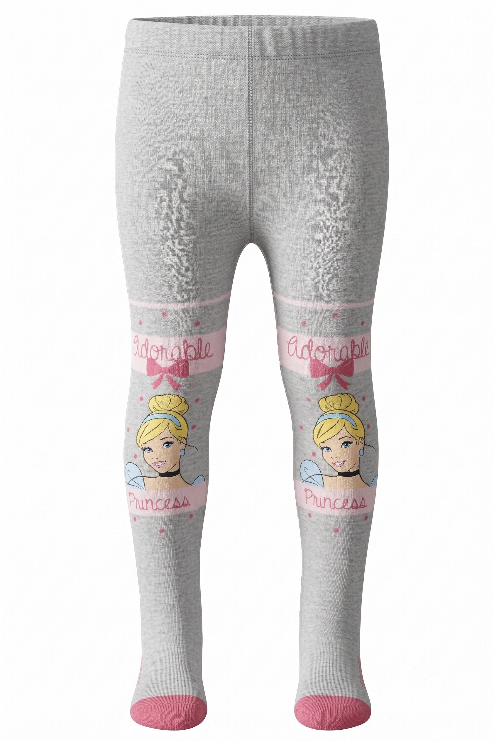Collant Fille Princesses Disney – Gris « Adorable Princess » Motif Cendrillon – 2 à 11 ans – Neuf