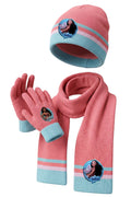 Ensemble Hiver Fille – Vaiana Disney – Bonnet + Écharpe + Gants – Rose Saumon & Bleu Ciel – Acrylique Doux – Neuf