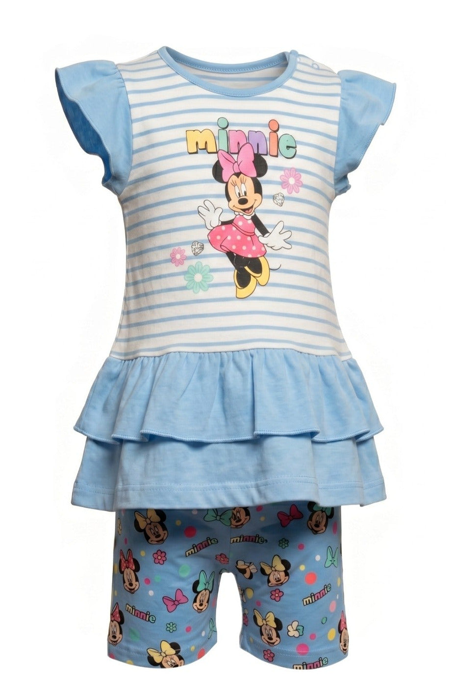 Ensemble Bébé Fille Minnie Mouse – Bleu Doux & Nœud Mignon – 3 à 24 mois – Neuf