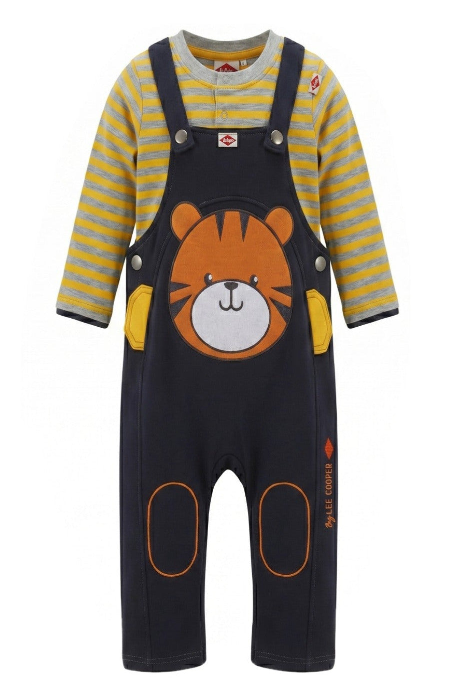 Ensemble Bébé Garçon Lee Cooper – T-shirt & Salopette Motif Tigre – 3 à 24 mois – Neuf
