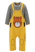 Ensemble Bébé Garçon Lee Cooper – T-shirt Rayé & Salopette Jaune Motif Tigre – 3 à 24 mois – Neuf