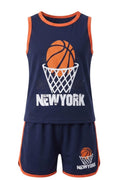 Ensemble Bébé Garçon Thème Basketball New York – Débardeur & Short Marine – 6 à 18 mois – Neuf