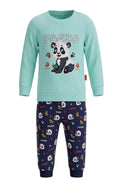 Ensemble Bébé Motif Panda – Sweat Vert Menthe & Pantalon Marine – 6 à 12 mois – Neuf