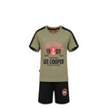 Ensemble Été Garçon Lee Cooper « Nautical Heritage » – T-shirt Kaki Imprimé & Short Noir Assorti – 4 à 14 ans – Neuf
