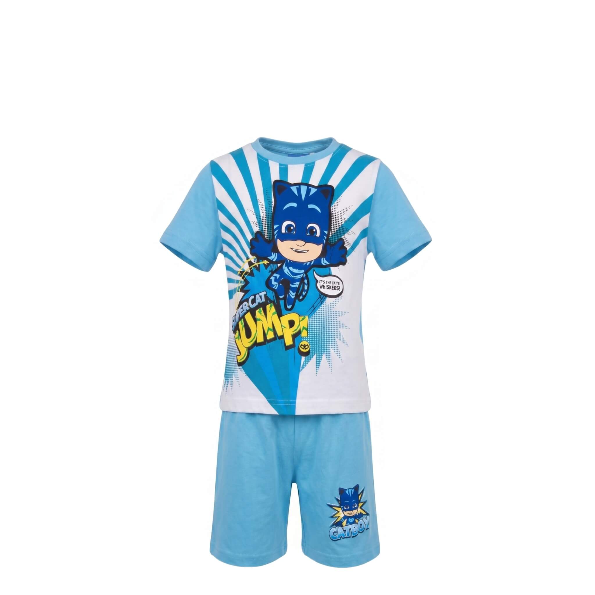 Ensemble Garçon Pyjamasques – Catboy – T-shirt Bleu Imprimé & Short Bleu Assorti – 2 à 8 ans – Neuf