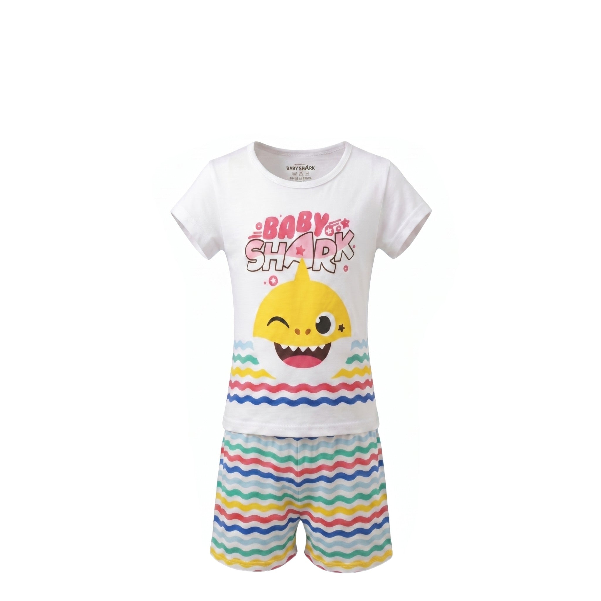 Ensemble Fille Baby Shark – T-shirt Imprimé & Short Assorti – 2 à 6 ans – Neuf