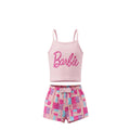 Ensemble Fille Barbie – Débardeur Rose Foncé & Short Imprimé Multicolore – 4 à 12 ans – Neuf