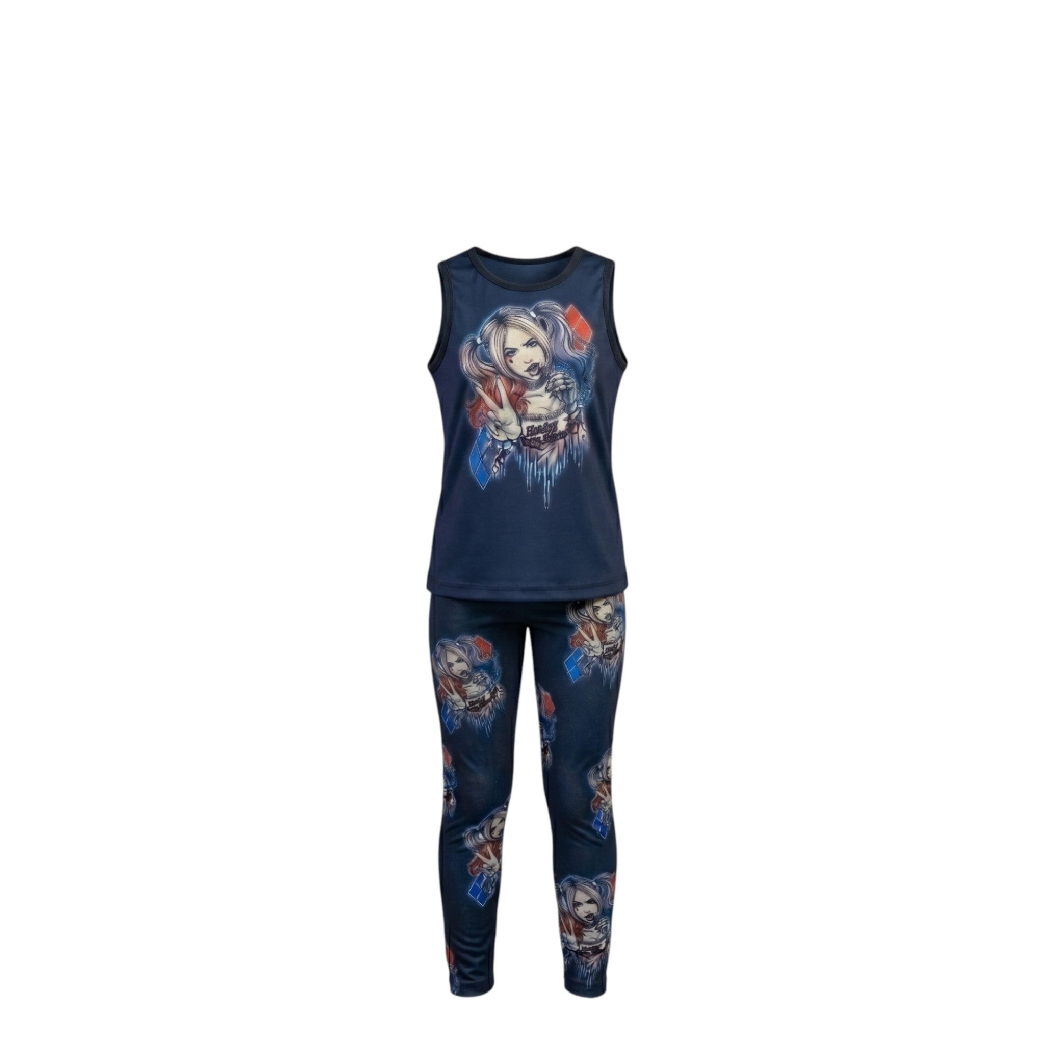 Ensemble Fille – Débardeur Bleu « Daddy's Lil Monster » & Legging Assorti – 4 à 14 ans – Neuf