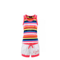 Ensemble Fille – Débardeur à Strass Multicolore & Short Blanc – 2 à 12 ans – Neuf