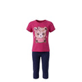 Ensemble Fille – T-shirt Rose Fuchsia Motif Nounours & Legging Bleu Marine – 3 à 6 ans – Neuf
