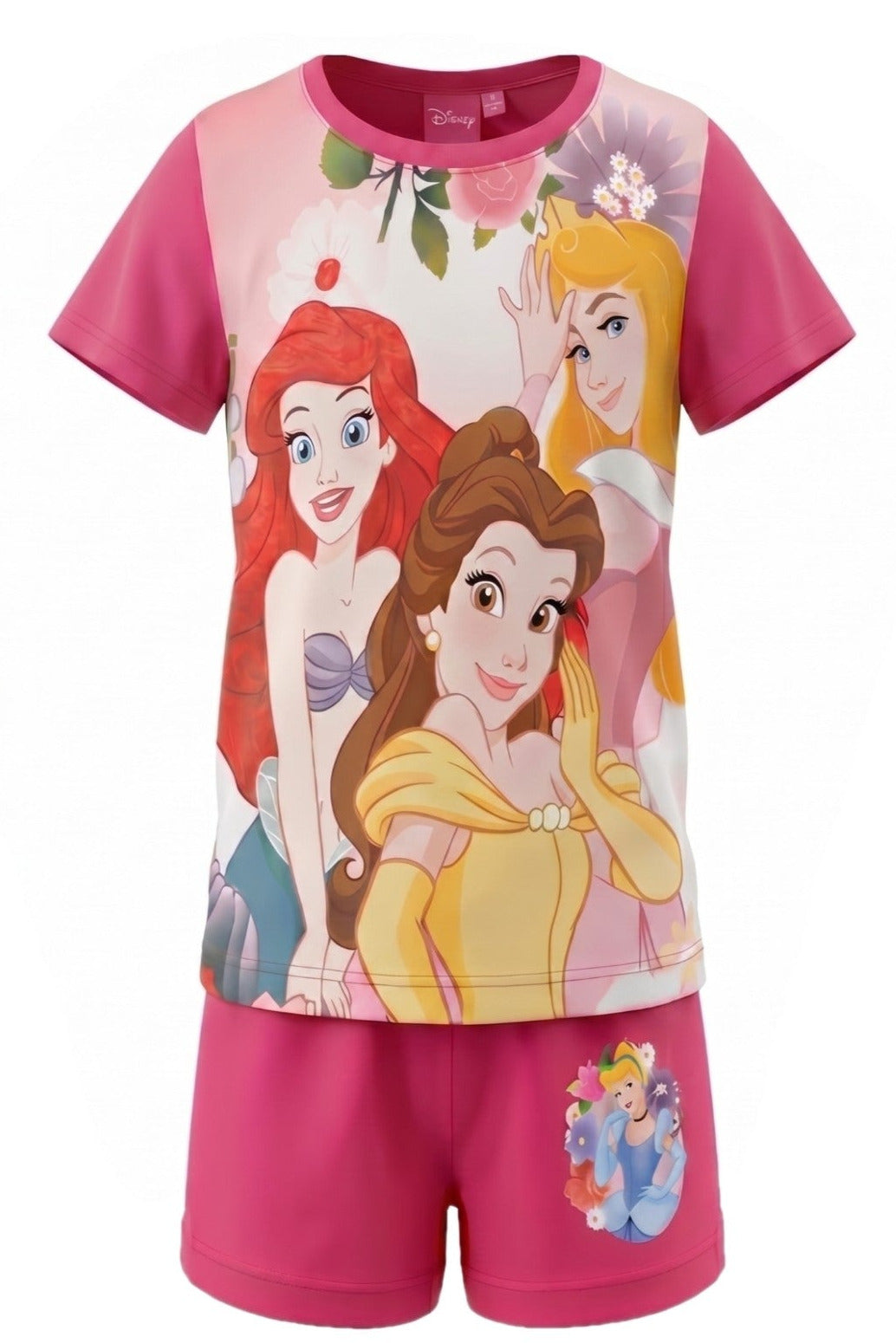 Ensemble Fille Princesses Disney – T-shirt Rose Foncé « Pool Party » & Short Assorti – 2 à 6 ans – Neuf